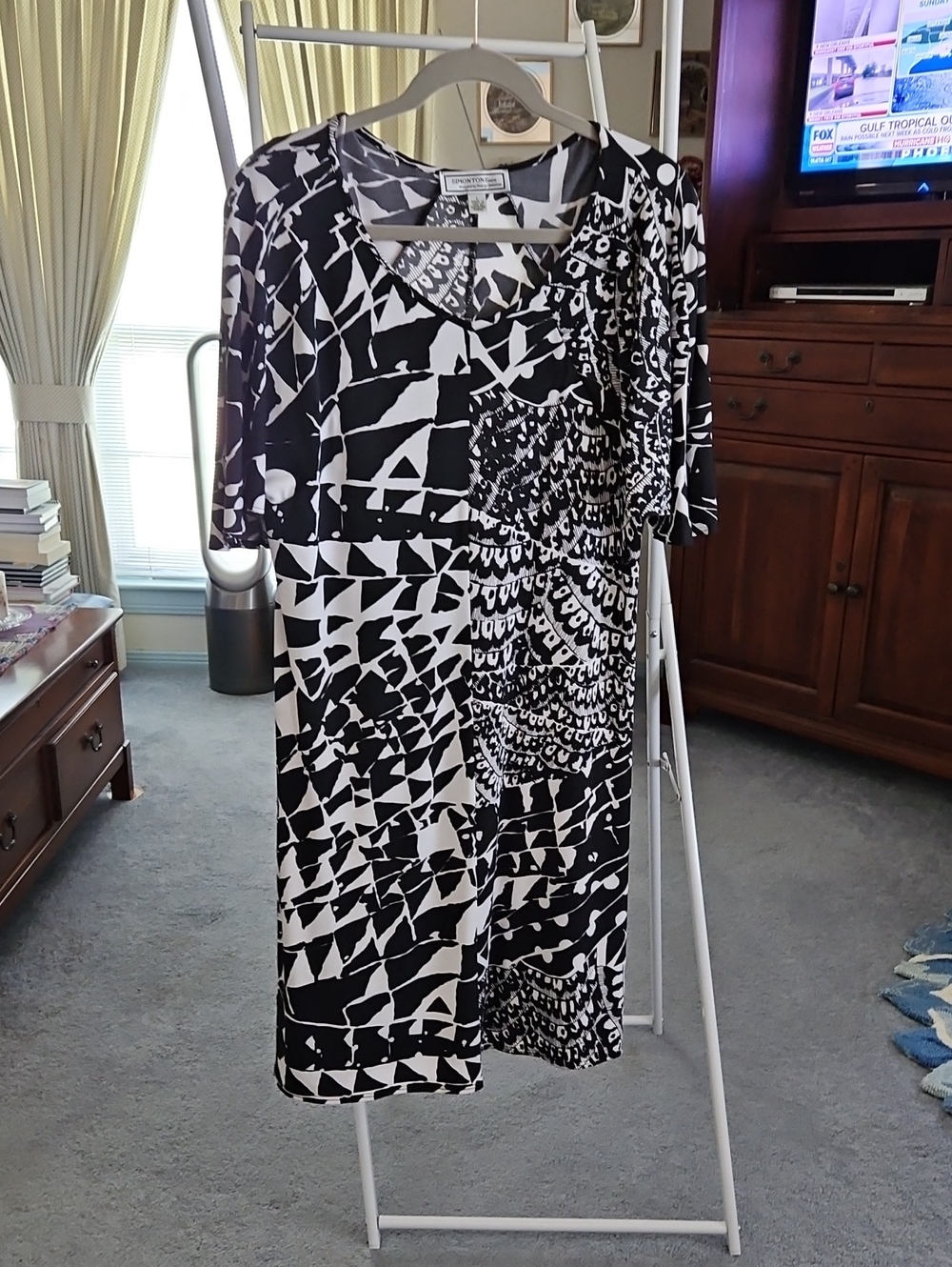 Abstract Black & White Midi Dress by George Simonton